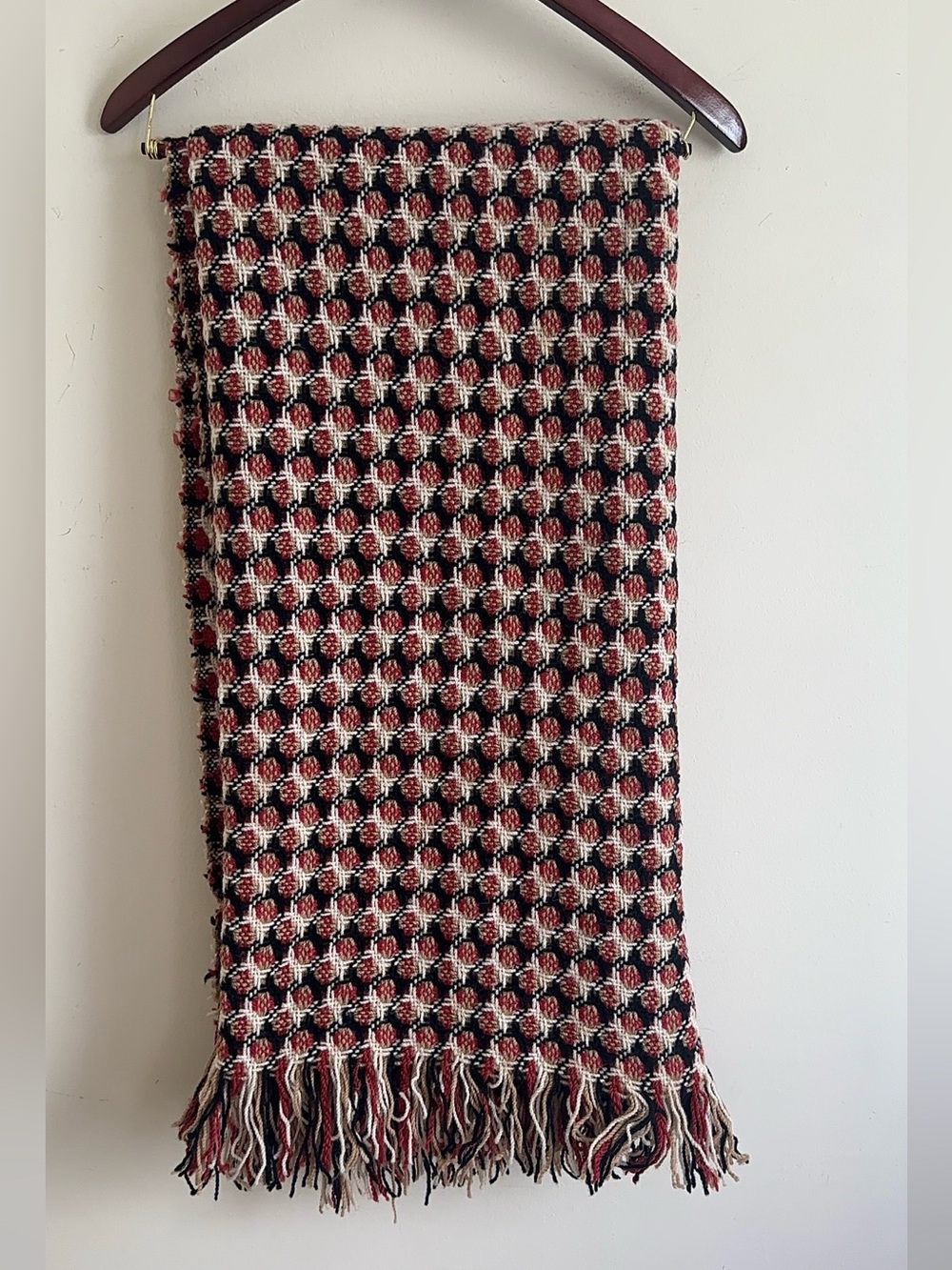 Vintage Pendleton 100% Pure Virgin Wool Woven Throw Blanket 56” x 65” Fringed
